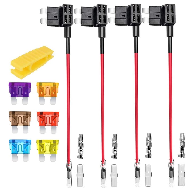 Gebildet Pack of 4 12V-24V Standard ATC Car Fuses Current Thief, Medium Size Plug Fuse Distributor Blade Fuse with 6 Pieces Fuse (3A/5A/7.5A/10A/15A/20A) - Image 1